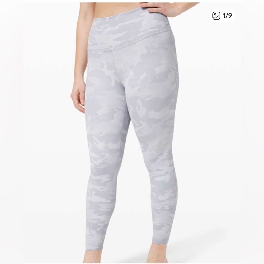 Lululemon Wunder Under HR 28“ Tight Size 8 Incognito Camo Jacquard Alpine White